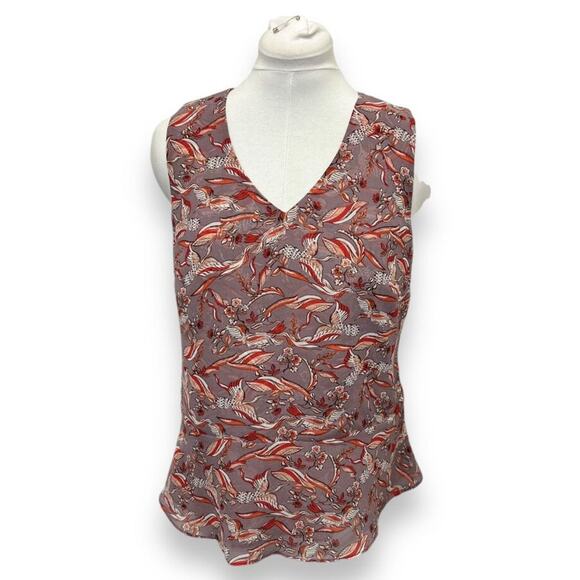 Cabi Womens Floral Sleeveless V-Neck Top M Polyester Red & Gray - Picture 1 of 9